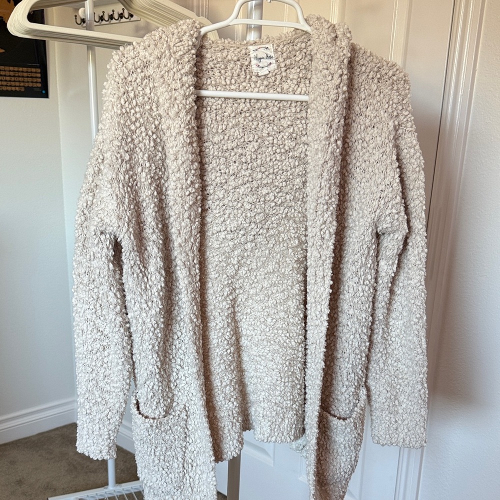 Hippie Rose Textured Cream Cardigan